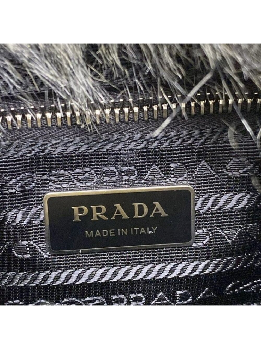 ★SOLD★ Prada Tote Ivory Black Leather Faux Fur X - Picture 9 of 15